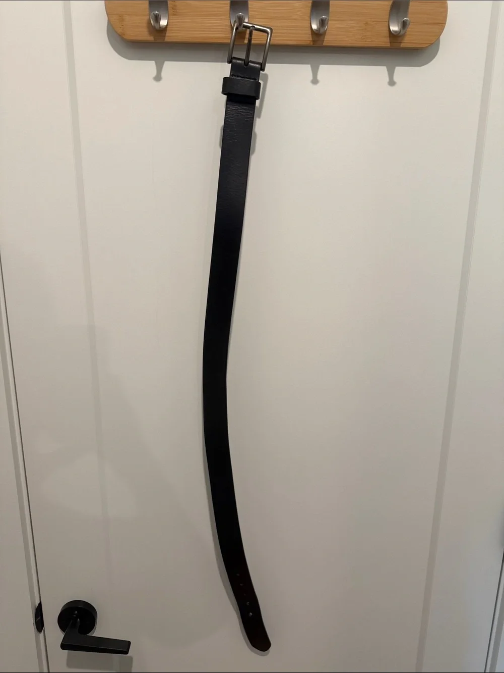 Mountain Khakis Black Leather Belt with Silver Buckle